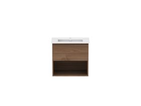 Hero - Posh Domaine 600mm Wall Hung Vanity Unit All-Drawer Open Shelf Matte White Ceramic Top