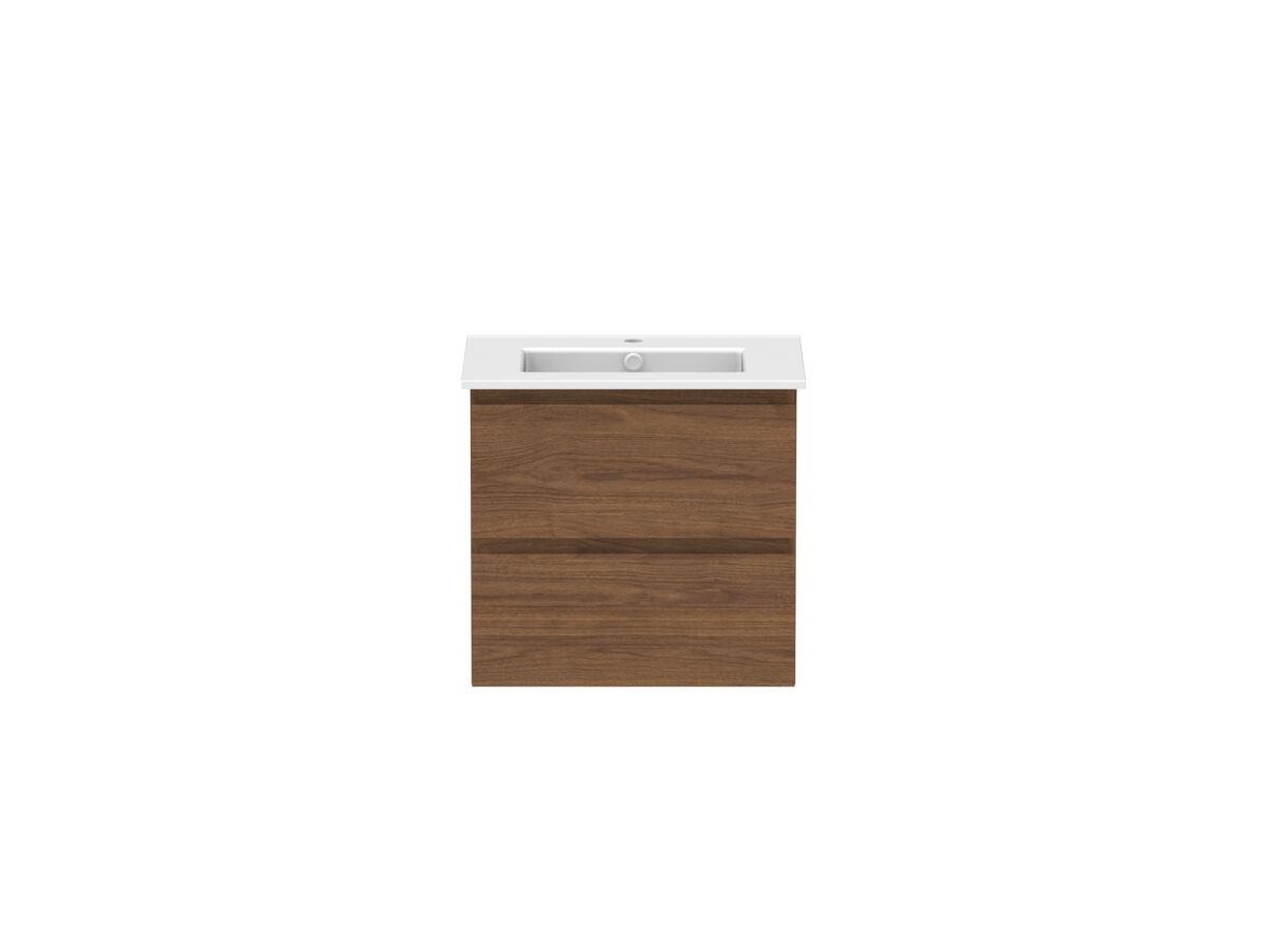Hero - Posh Domaine 600mm Wall Hung Twin Vanity Unit All-Drawer Matte White Ceramic Top