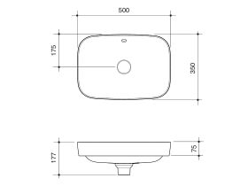 Technical Drawing - Caroma Forma II 500mm Inset No Taphole with Overflow