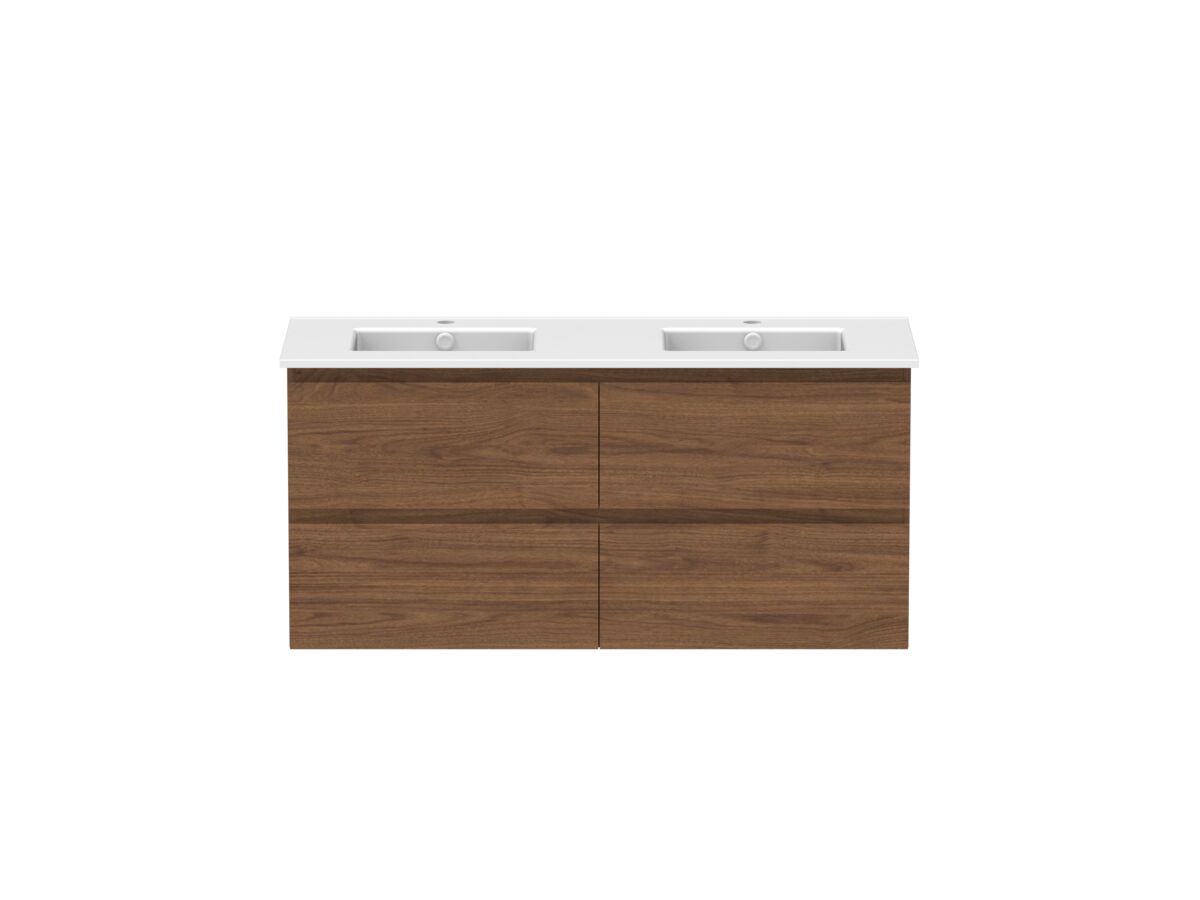 Hero - Posh Domaine 1200mm Wall Hung Twin Vanity Unit All-Drawer Double Bowl Matte White Ceramic Top