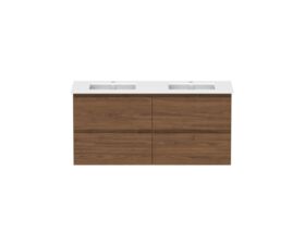 Hero - Posh Domaine 1200mm Wall Hung Twin Vanity Unit All-Drawer Double Bowl Matte White Ceramic Top