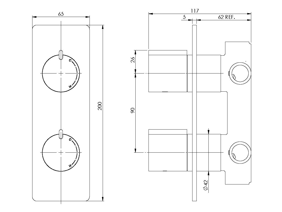 Milli Axon Twin Shower Mixer with Black Backplate Chrome / Matte Black