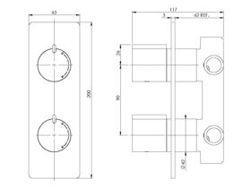 Milli Axon Twin Shower Mixer with Black Backplate Chrome / Matte Black