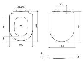 Technical Drawing - Caroma Forma II Toilet Seat Soft Close Quick Release
