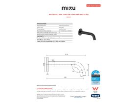 Specification Sheet - Mizu Drift MK2 Basin/Bath Outlet 160mm Matte Black (5 Star)