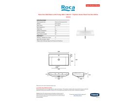 Specification Sheet - Roca Ona Wall Basin with Fixings 800 x 460mm 1 Taphole Center Bowl Overflow White