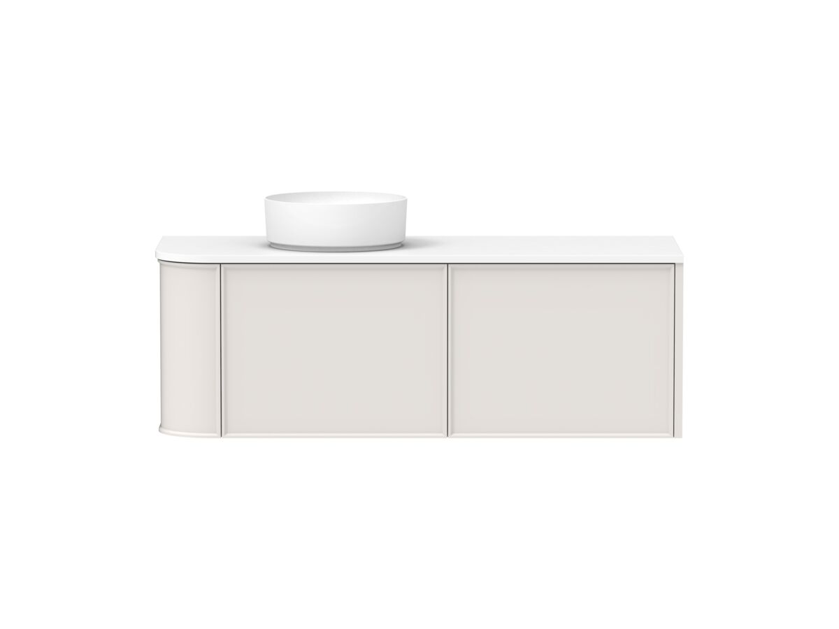Hero - Kado Era Single Curve All Drawer 1350mm Wall Hung Vanity with Left Hand Basin 20mm Top Feather Grey
