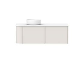 Hero - Kado Era Single Curve All Drawer 1350mm Wall Hung Vanity with Left Hand Basin 20mm Top Feather Grey