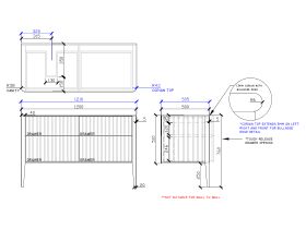 ISSY Cloud II 1200mm x 500mm x 760mm Vanity Unit with Legs 4 Touch Latch Drawers (No Basin)