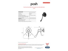 Specification Sheet - Posh Solus Shower Mixer with Extended Lever 200mm Matte Black