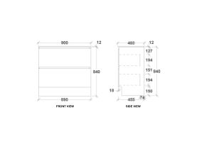 Kado Arc Timber Double Drawer with Kick 900 Vanity Corian 12mm Top