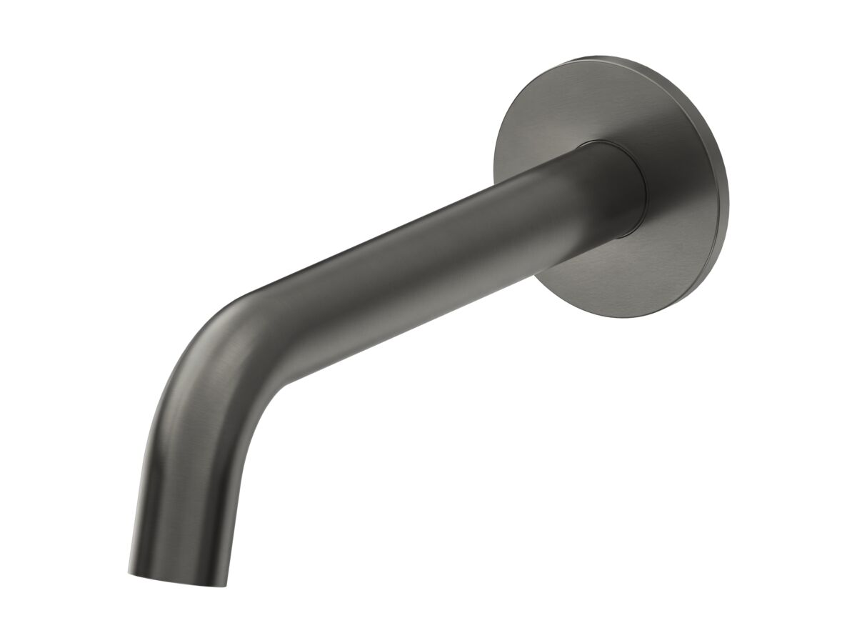 Mizu Drift Wall Basin/Bath Outlet Curve Spout 200 Brushed Gunmetal (6 Star)