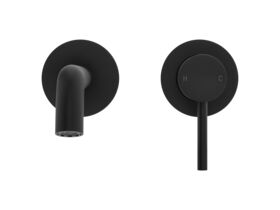 Supporting Image 2 - Mizu Drift Wall Basin / Bath Mixer Set with Curved Spout 2 Piece Kit Matte Black (6 Star) Lead Free - Front