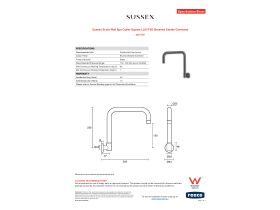 Specification Sheet - Sussex Scala Wall Spa Outlet Square LUX PVD Brushed Smoke Gunmetal