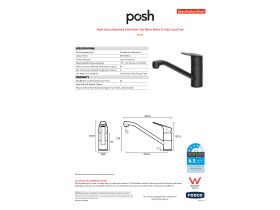 Specification Sheet - Posh Solus Standard Sink Mixer Tap Matte Black (4 Star) Lead Free