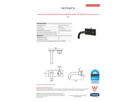 Specification Sheet - Scala 25 Curved Wall Basin Mixer System Right Hand 160mm PVD Matte Black (6 Star) Lead Free