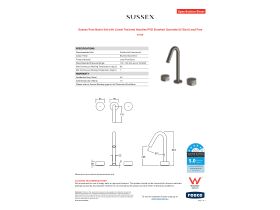 Specification Sheet - Sussex Pure Basin Set with Linear Textured Handles PVD Brushed Gunmetal (5 Star) Lead Free