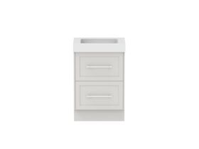 Hero - Kado Lux All Drawer 600mm Floor Mounted Vanity Centre Basin 90mm - Feather Grey - Front