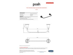 Specification Sheet - Posh Canterbury Single Towel Rail 300mm Matte Black