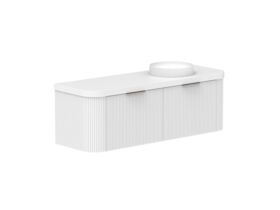 Supporting Image 2- Kado Neue Fluted Double Curve All Drawer 1500mm Wall Hung Vanity with Right Hand Basin Durasein 50mm Top Ultra White