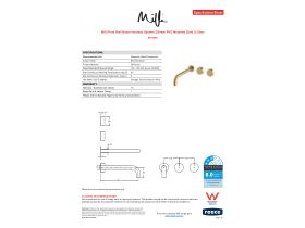 Specification Sheet - Milli Pure Wall Basin Hostess System 250mm PVD Brushed Gold (3 Star)