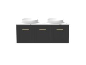 Supporting Image - Kado Lux All Door 1200mm Wall Hung Vanity Double Basin 20mm - Black - Front