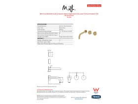 Specification Sheet - Milli Pure Wall Bath Hostess System 200mm Right Hand with Linear Textured Handles PVD Brushed Gold