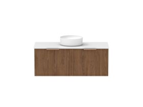 Supporting Image - Kado Lux Slim All Drawer 1200mm Wall Hung Vanity with Centre Basin 20mm Top Florentine Walnut