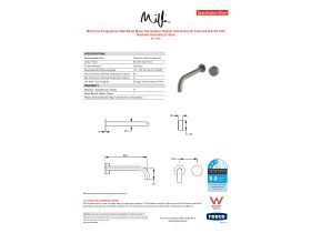 Specification Sheet - Milli Pure Progressive Wall Basin Mixer Tap System 250mm with Diamond Textured Handle PVD Brushed Gunmetal (3 Star)