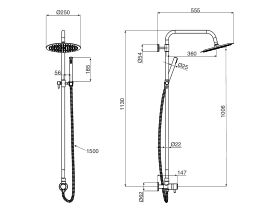Milli Inox Overhead Rail Shower with Handshower Stainless Steel (3 Star)