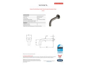 Specification Sheet - Sussex Pure Wall Basin Outlet 160mm Brushed Gunmetal (3 Star)