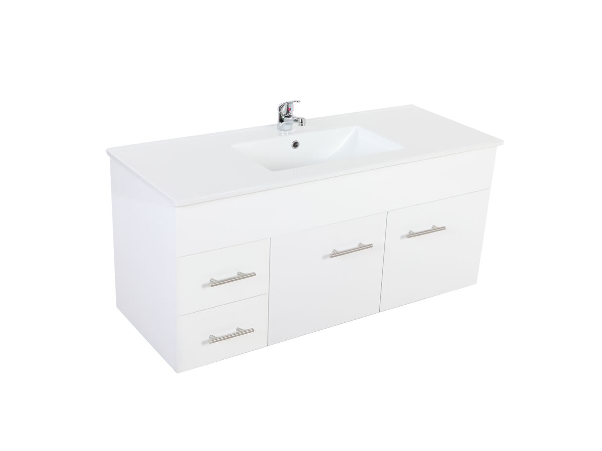 Posh Bristol MK2 1200mm Wall Hung Vanity Unit Centre Bowl 1 Taphole Left Hand Drawers