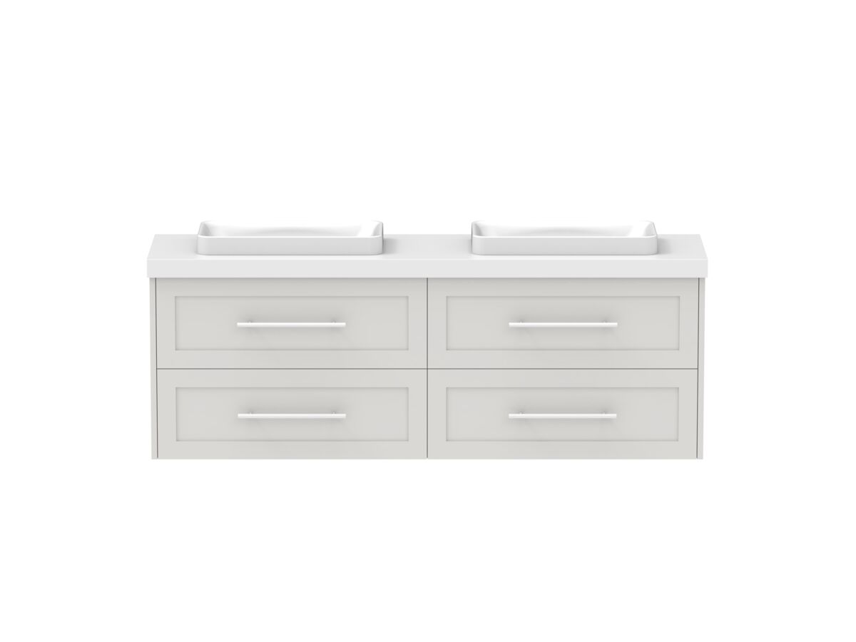 Hero - Kado Lux Ensuite All Drawer Twin 1500mm Wall Hung Double Basin 50mm Top