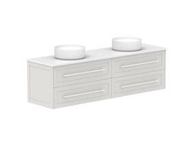 Supporting Image - Kado Lux All Drawer 1800mm Wall Hung Vanity Double Basin 20mm - Feather Grey - Angle