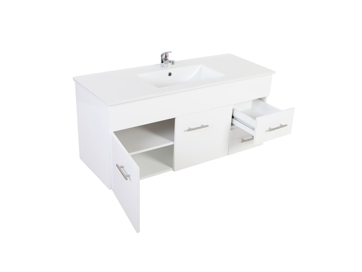 Posh Bristol MK2 1200mm Wall Hung Vanity Unit Centre Bowl 1 Taphole Right Hand Drawers