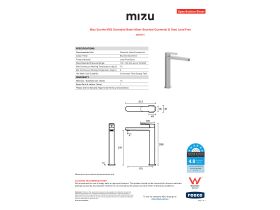Specification Sheet - Mizu Soothe MK2 Extended Basin Mixer Brushed Gunmetal (6 Star) Lead Free