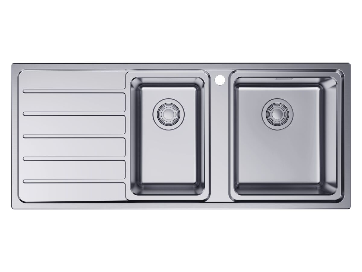 Hero - Memo Oscar Inset Right Hand 1 & 1/2 Bowl & Drainer Sink Overflow 1 Taphole