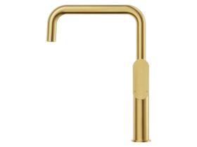 Mizu Soothe MK2 Gooseneck Sink Mixer Tap Square Brushed Brass (5 Star)