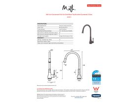 Specification Sheet - Milli Voir Gooseneck Pull-Out Sink Mixer Tap Brushed Gunmetal (4 Star)