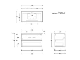 Posh Domaine All-Drawer Twin 900mm Wall Hung Vanity Cast Marble Top Centre Basin