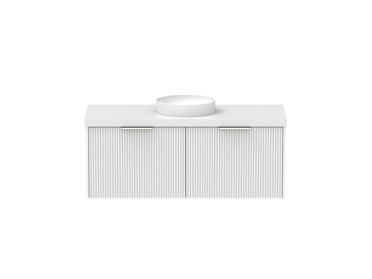 Supporting Image - Kado Neue Fluted Square All Drawer 1200mm Wall Hung Vanity with Centre Basin 50mm Top Ultra White