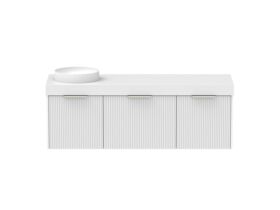 Supporting Image - Kado Neue Fluted Square All Drawer 1500mm Wall Hung Vanity with Left Hand Basin 90mm Top Ultra White