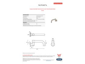 Specification Sheet - Sussex Scala Bath Outlet Swivel Curved 210mm Brushed Nickel