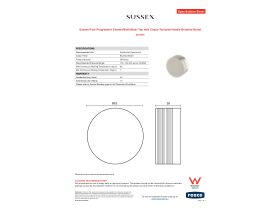 Specification Sheet - Sussex Pure Progressive Shower/Bath Mixer Tap with Cirque Textured Handle Brushed Nickel