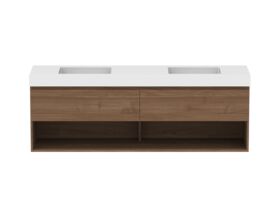 Hero - Posh Domaine 1800mm Wall Hung Vanity Unit All-Drawer Open Shelf Double Bowl 90mm Top
