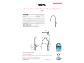 Specification Sheet - Mizu Drift Pull Out Gooseneck Sink Mixer Curve 2 Function Brushed Nickel (5 Star) Lead Free