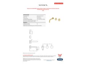 Specification Sheet - Sussex Pure Wall Bath Hostess System 160mm with Diamond Textured Handles PVD Brushed Gold Lead Free