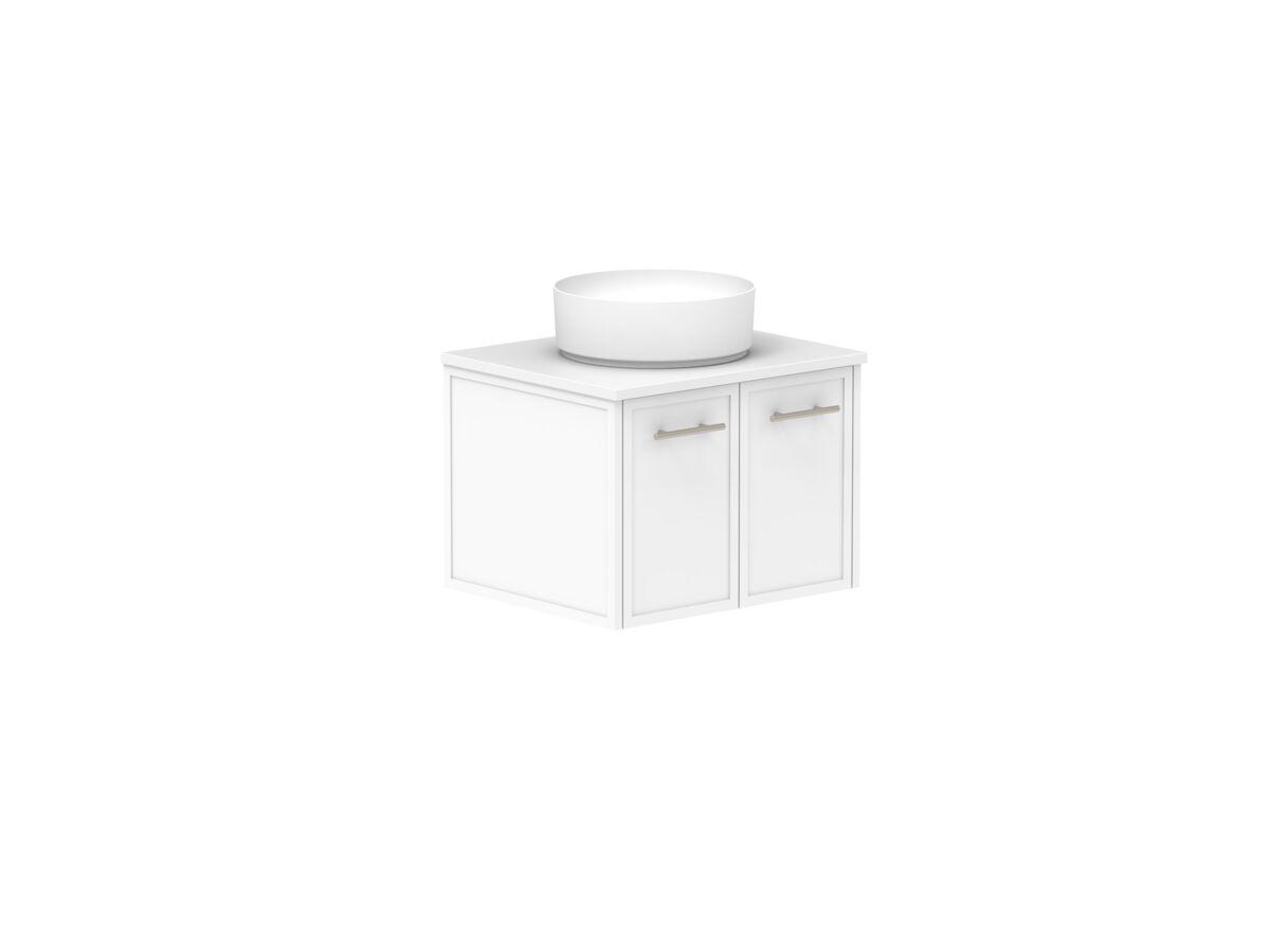 Supporting Image - Kado Lux All Door 600mm Wall Hung Vanity Centre Basin 20mm - White Shaker Angle