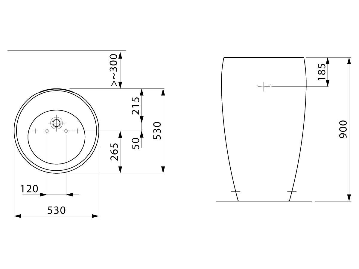 LAUFEN Alessi One Freestanding Basin 530x530 No Taphole White
