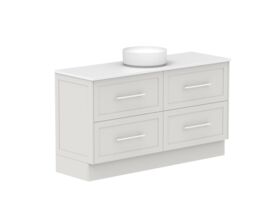 Supporting Image - Kado Lux 1500mm All Drawer Floor Mounted Vanity Unit 4 Drawers Centre Bowl Vanity 20mm Top